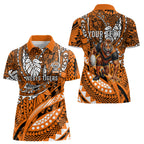 Personalised Wests Tigers Women Polo Shirt Polynesian Tribal Art Style With Powerful Tiger Mascot
