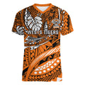 Personalised Wests Tigers Women V-Neck T-Shirt Polynesian Tribal Art Style With Powerful Tiger Mascot