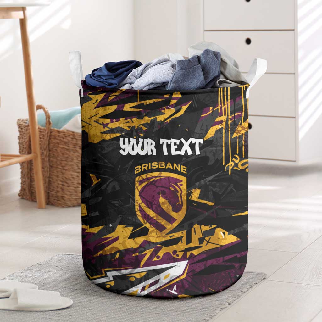 Personalized Brisbane Broncos Laundry Basket Graffiti Grunge Abstract Urban Street Style Design