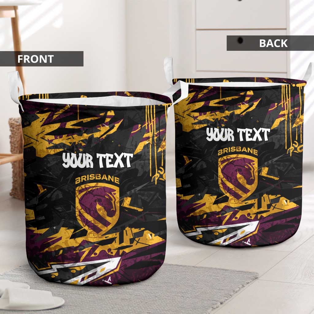 Personalized Brisbane Broncos Laundry Basket Graffiti Grunge Abstract Urban Street Style Design