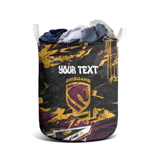 Personalized Brisbane Broncos Laundry Basket Graffiti Grunge Abstract Urban Street Style Design
