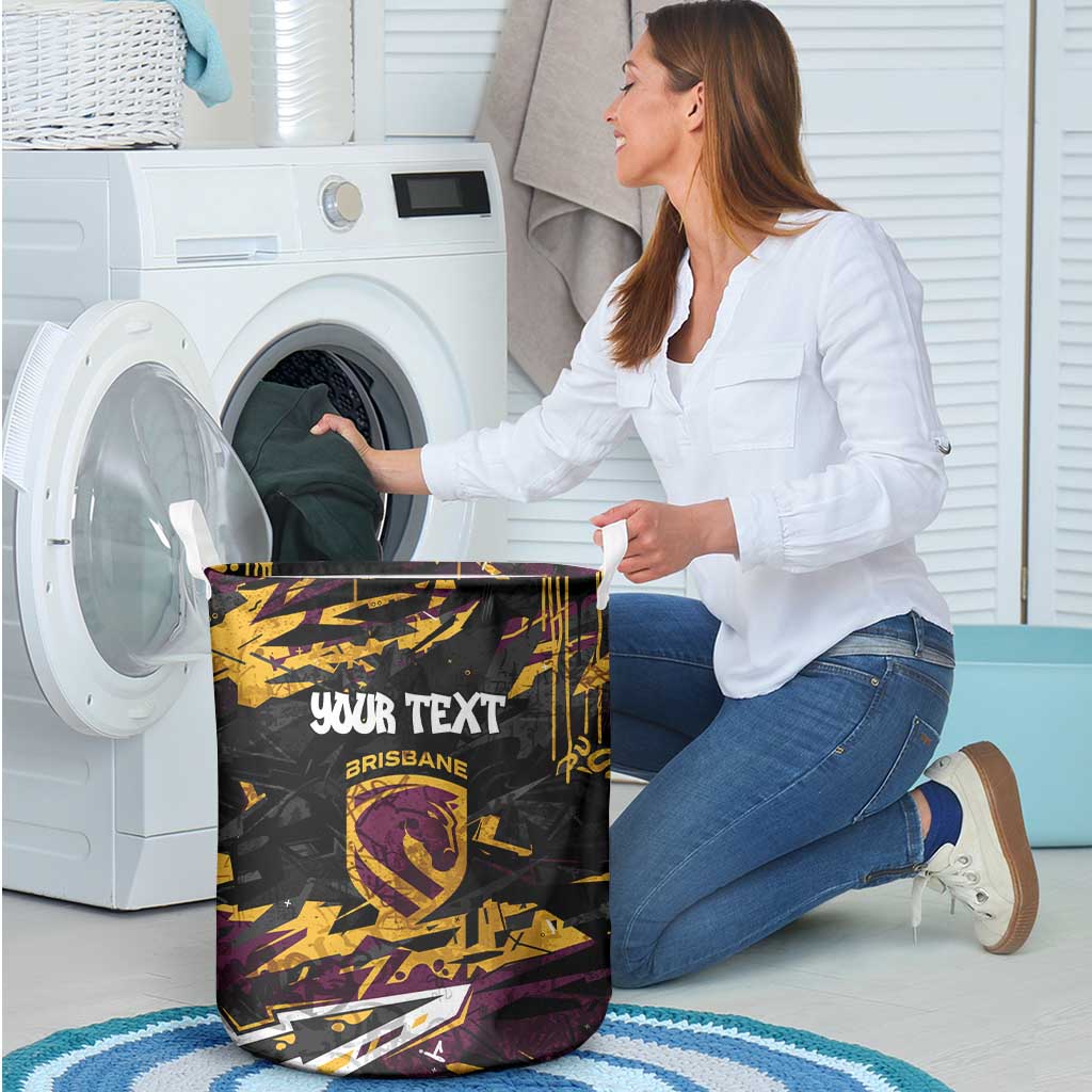 Personalized Brisbane Broncos Laundry Basket Graffiti Grunge Abstract Urban Street Style Design