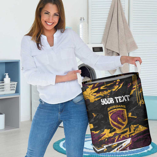 Personalized Brisbane Broncos Laundry Basket Graffiti Grunge Abstract Urban Street Style Design