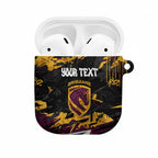 Personalized Brisbane Broncos AirPods Case Graffiti Grunge Abstract Urban Street Style Design