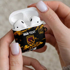 Personalized Brisbane Broncos AirPods Case Graffiti Grunge Abstract Urban Street Style Design