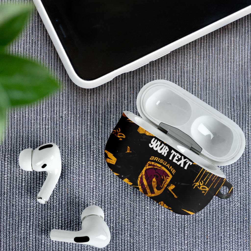 Personalized Brisbane Broncos AirPods Case Graffiti Grunge Abstract Urban Street Style Design