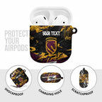 Personalized Brisbane Broncos AirPods Case Graffiti Grunge Abstract Urban Street Style Design