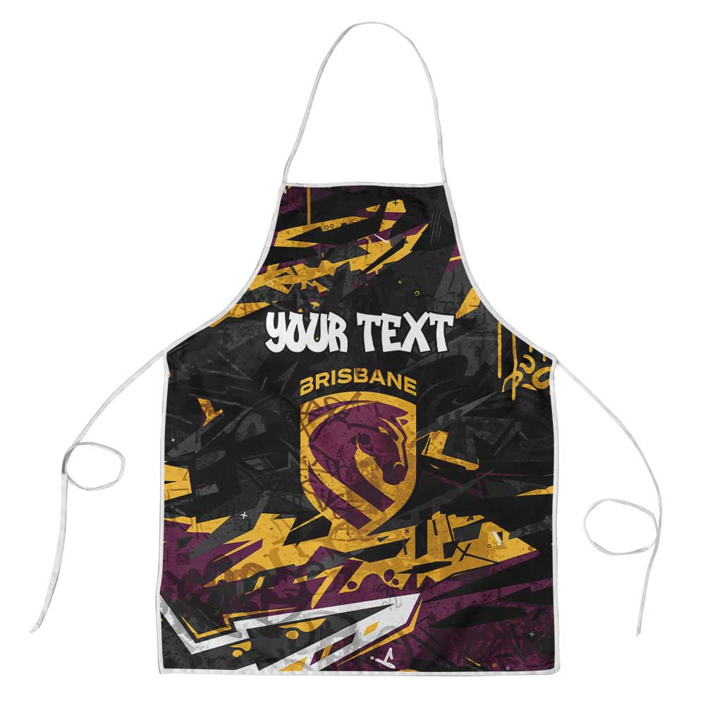 Personalized Brisbane Broncos Apron Graffiti Grunge Abstract Urban Street Style Design