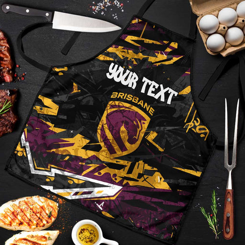 Personalized Brisbane Broncos Apron Graffiti Grunge Abstract Urban Street Style Design