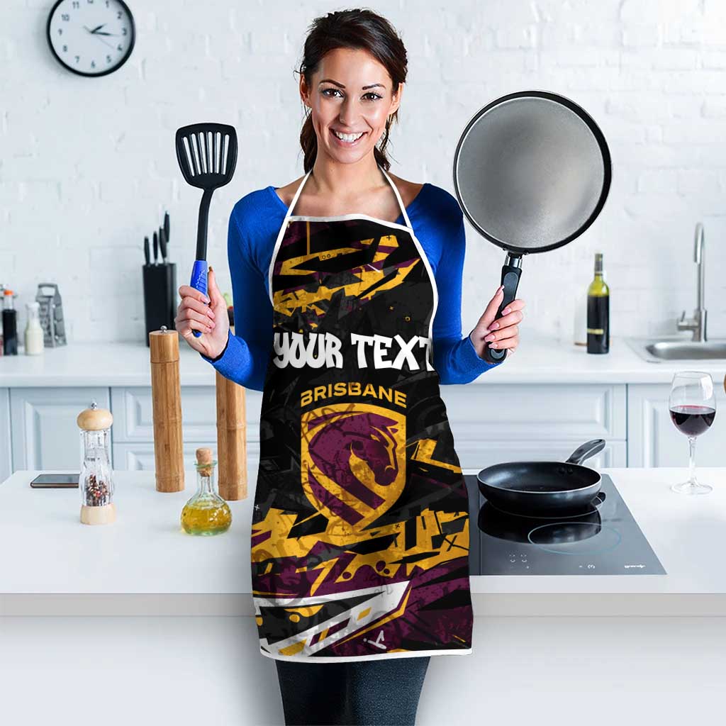 Personalized Brisbane Broncos Apron Graffiti Grunge Abstract Urban Street Style Design