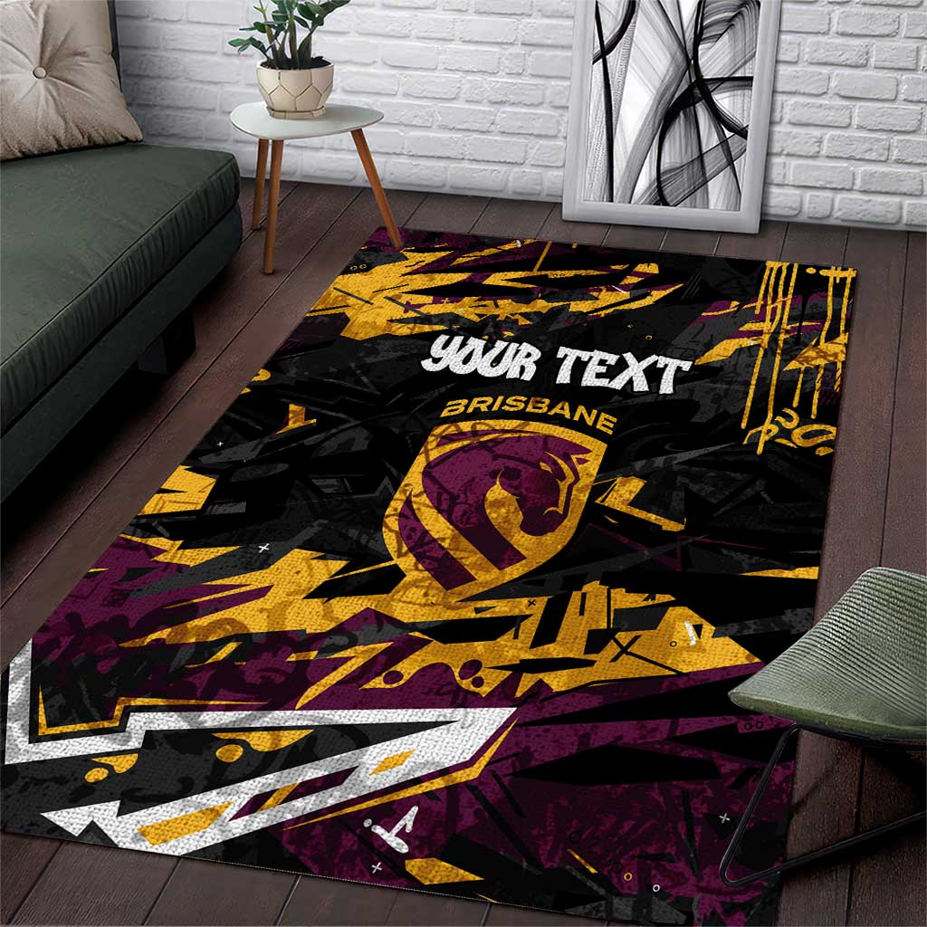 Personalized Brisbane Broncos Area Rug Graffiti Grunge Abstract Urban Street Style Design