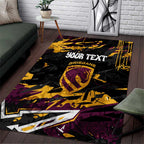 Personalized Brisbane Broncos Area Rug Graffiti Grunge Abstract Urban Street Style Design