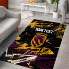 Personalized Brisbane Broncos Area Rug Graffiti Grunge Abstract Urban Street Style Design