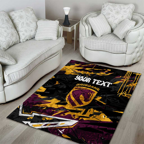 Personalized Brisbane Broncos Area Rug Graffiti Grunge Abstract Urban Street Style Design