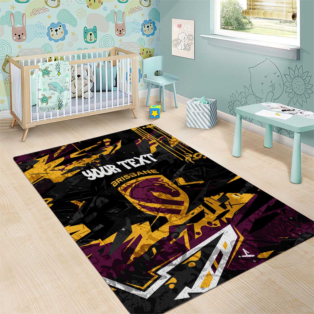 Personalized Brisbane Broncos Area Rug Graffiti Grunge Abstract Urban Street Style Design