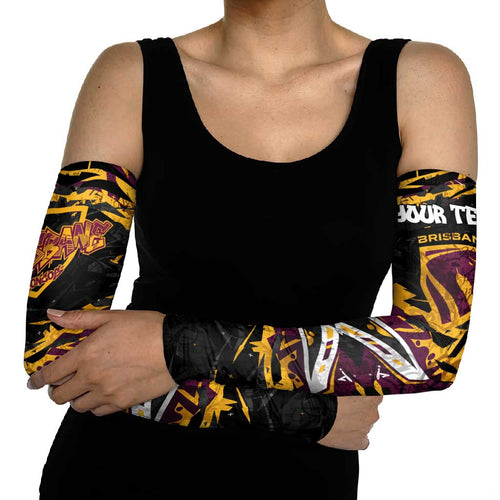 Personalized Brisbane Broncos Arm Sleeves Graffiti Grunge Abstract Urban Street Style Design