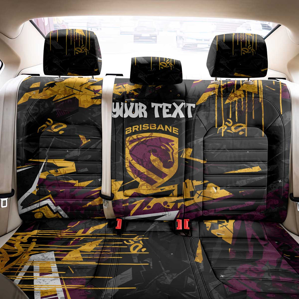 Personalized Brisbane Broncos Back Car Seat Cover Graffiti Grunge Abstract Urban Street Style Design