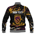 Personalized Brisbane Broncos Baseball Jacket Graffiti Grunge Abstract Urban Street Style Design