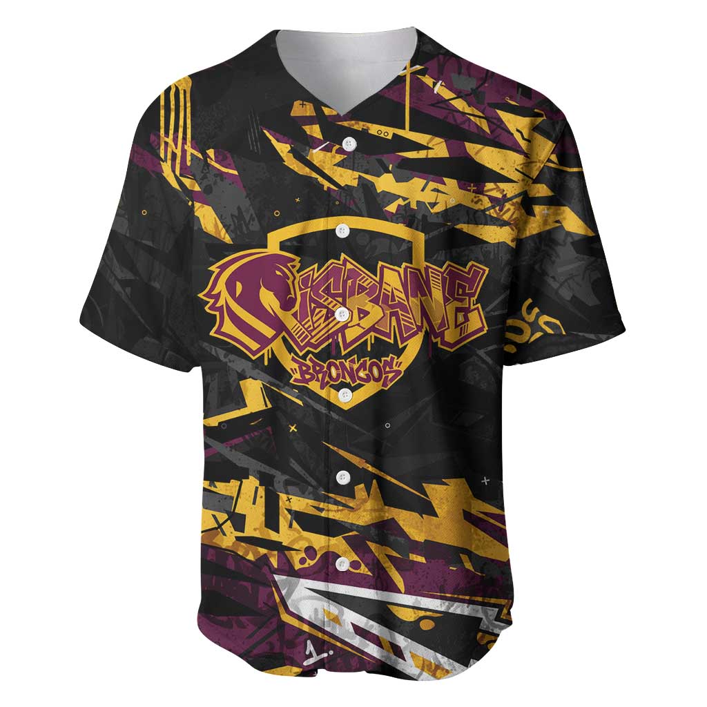 Personalized Brisbane Broncos Baseball Jersey Graffiti Grunge Abstract Urban Street Style Design