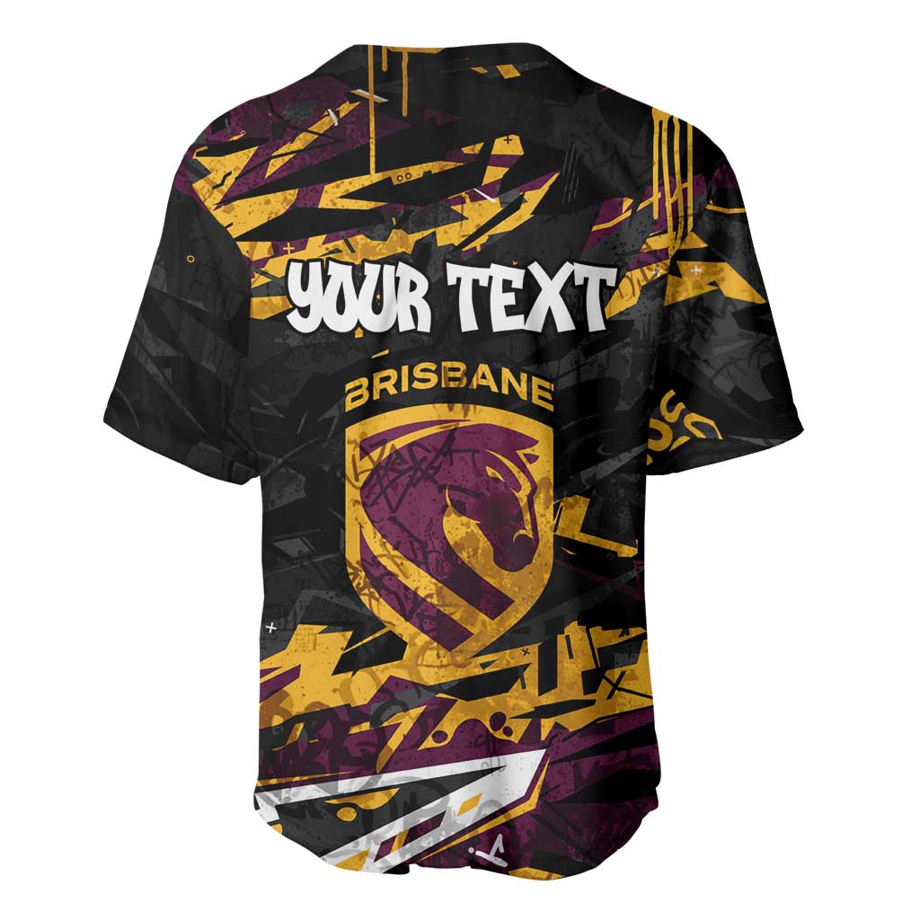 Personalized Brisbane Broncos Baseball Jersey Graffiti Grunge Abstract Urban Street Style Design