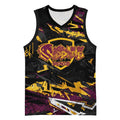 Personalized Brisbane Broncos Basketball Jersey Graffiti Grunge Abstract Urban Street Style Design