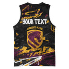 Personalized Brisbane Broncos Basketball Jersey Graffiti Grunge Abstract Urban Street Style Design