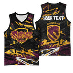 Personalized Brisbane Broncos Basketball Jersey Graffiti Grunge Abstract Urban Street Style Design