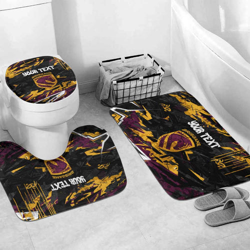 Personalized Brisbane Broncos Bathroom Set Graffiti Grunge Abstract Urban Street Style Design
