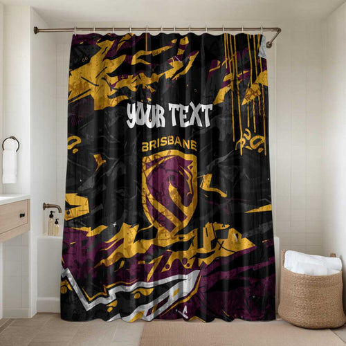 Personalized Brisbane Broncos Bathroom Set Graffiti Grunge Abstract Urban Street Style Design