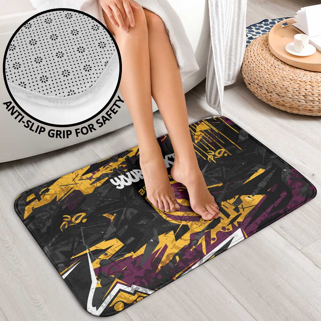 Personalized Brisbane Broncos Bathroom Set Graffiti Grunge Abstract Urban Street Style Design
