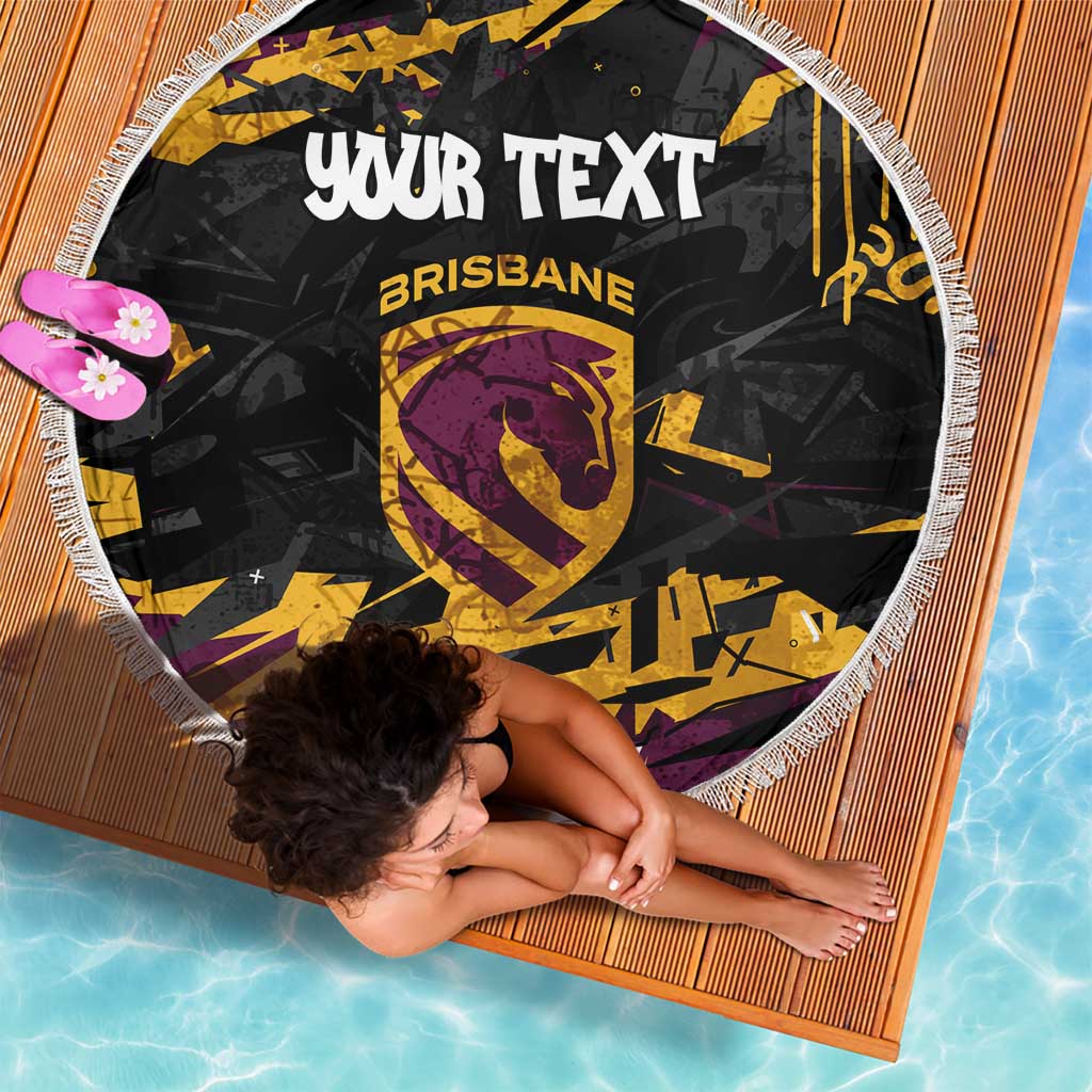 Personalized Brisbane Broncos Beach Blanket Graffiti Grunge Abstract Urban Street Style Design
