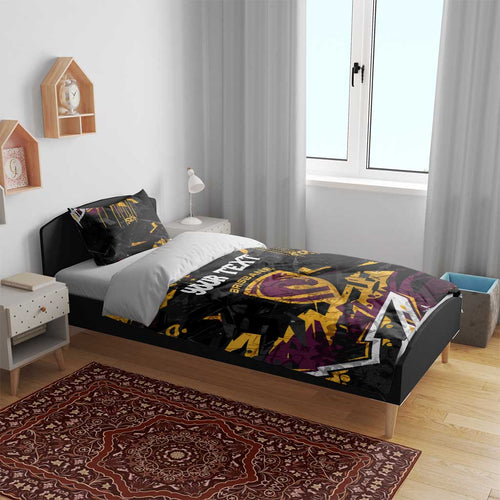Personalized Brisbane Broncos Bedding Set Graffiti Grunge Abstract Urban Street Style Design