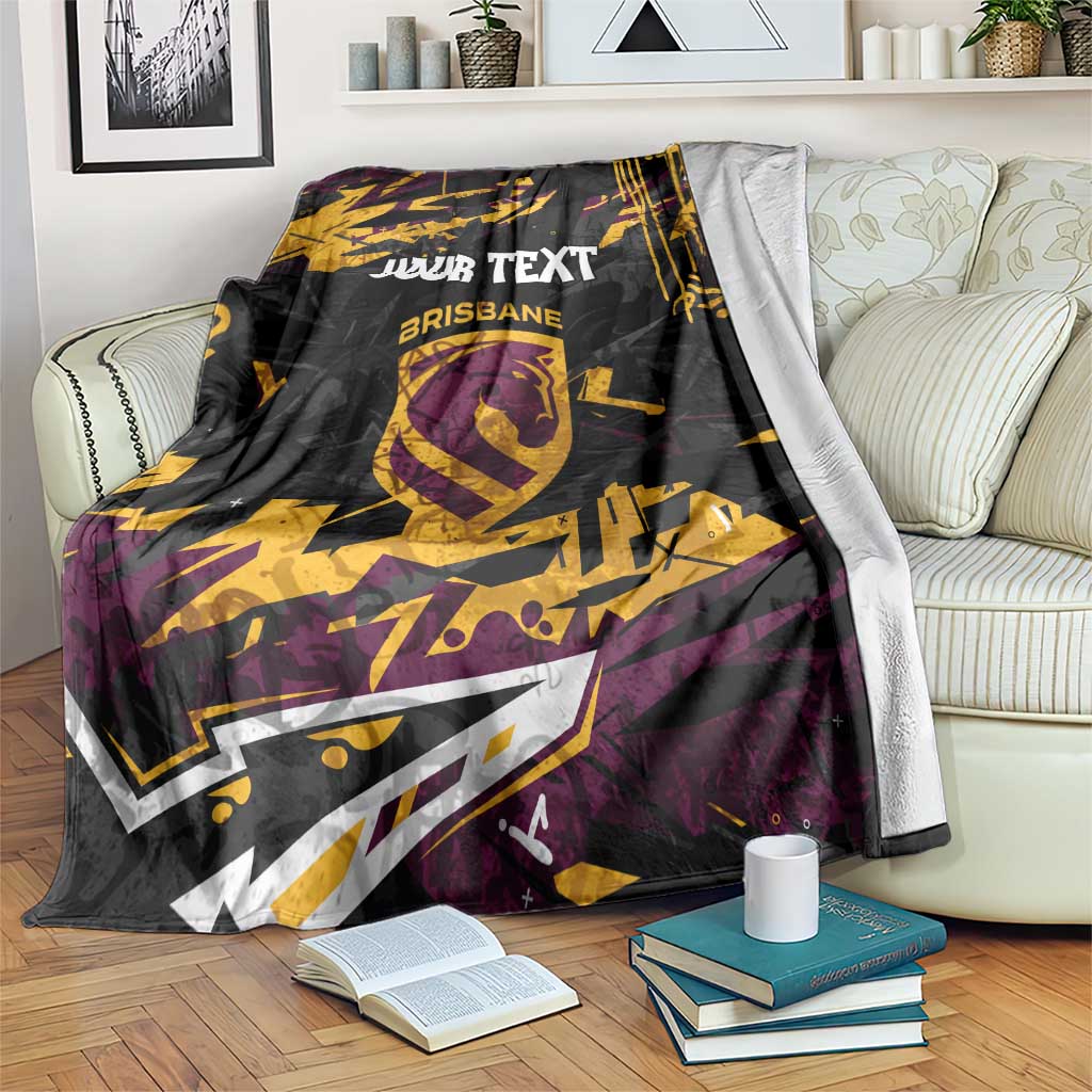 Personalized Brisbane Broncos Blanket Graffiti Grunge Abstract Urban Street Style Design