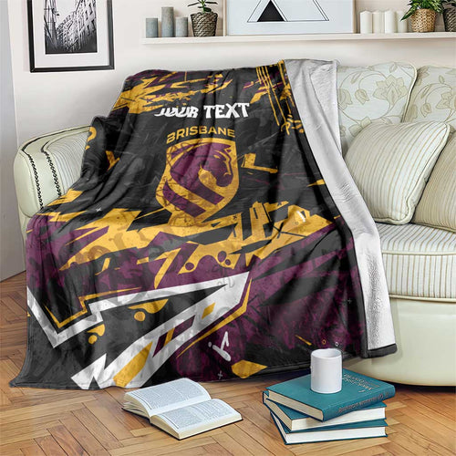 Personalized Brisbane Broncos Blanket Graffiti Grunge Abstract Urban Street Style Design