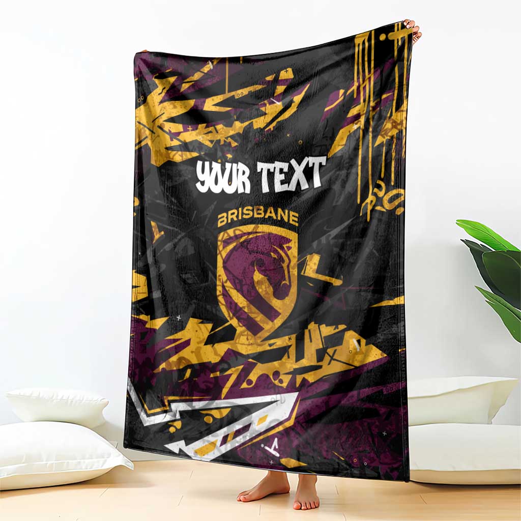 Personalized Brisbane Broncos Blanket Graffiti Grunge Abstract Urban Street Style Design