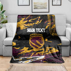 Personalized Brisbane Broncos Blanket Graffiti Grunge Abstract Urban Street Style Design
