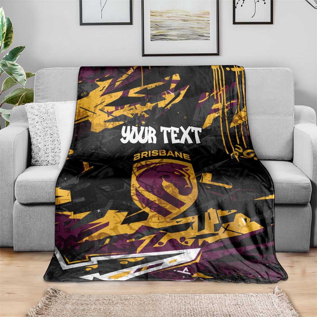 Personalized Brisbane Broncos Blanket Graffiti Grunge Abstract Urban Street Style Design
