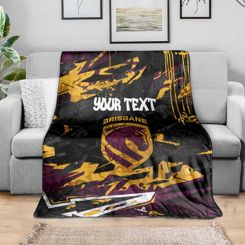 Personalized Brisbane Broncos Blanket Graffiti Grunge Abstract Urban Street Style Design