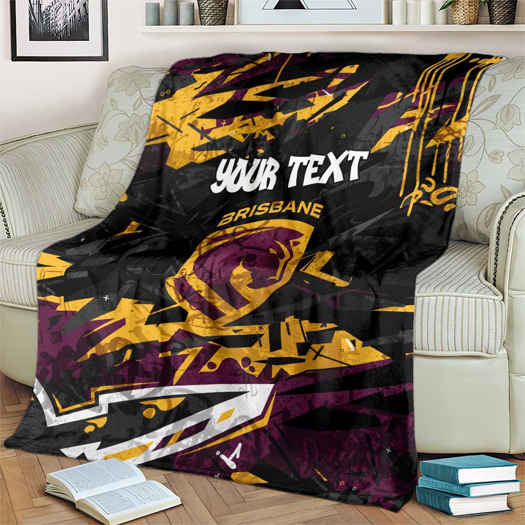 Personalized Brisbane Broncos Blanket Graffiti Grunge Abstract Urban Street Style Design