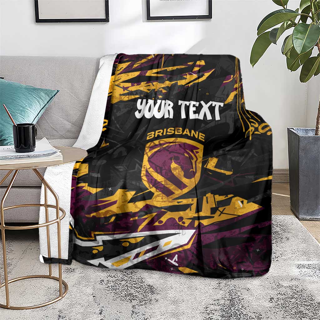 Personalized Brisbane Broncos Blanket Graffiti Grunge Abstract Urban Street Style Design