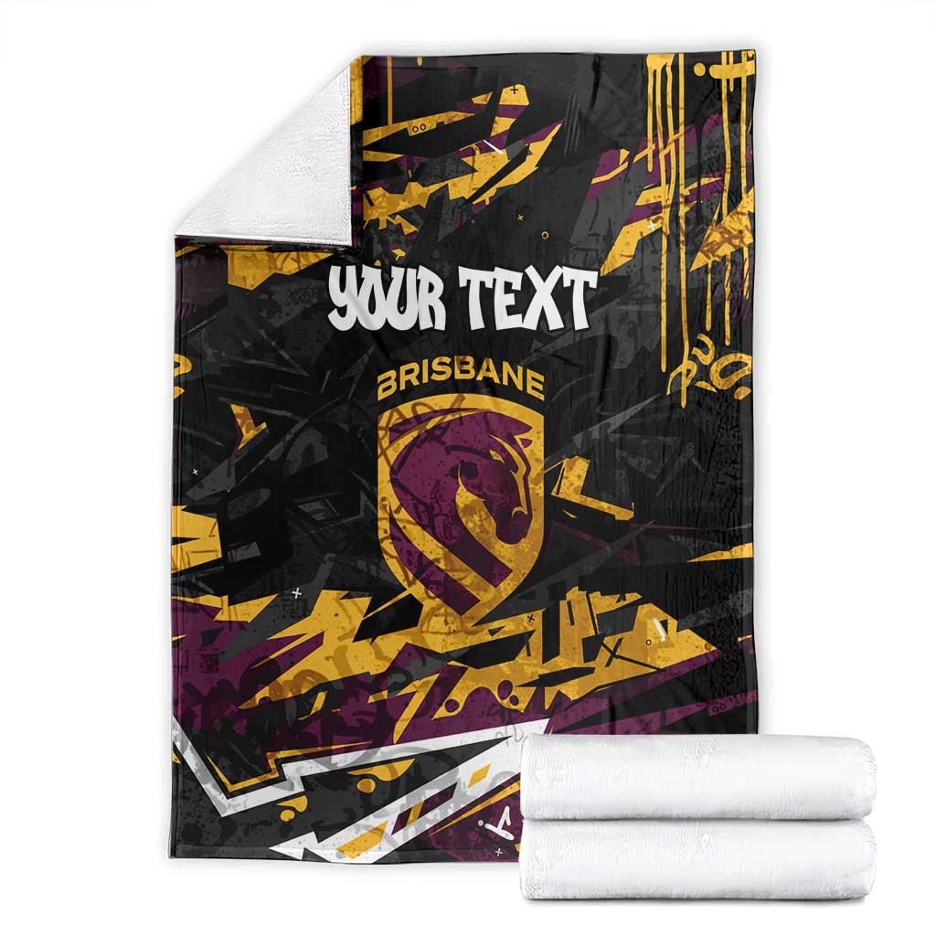 Personalized Brisbane Broncos Blanket Graffiti Grunge Abstract Urban Street Style Design