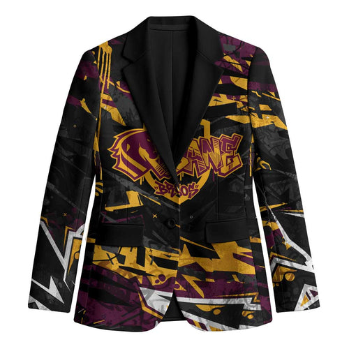 Personalized Brisbane Broncos Blazer Graffiti Grunge Abstract Urban Street Style Design