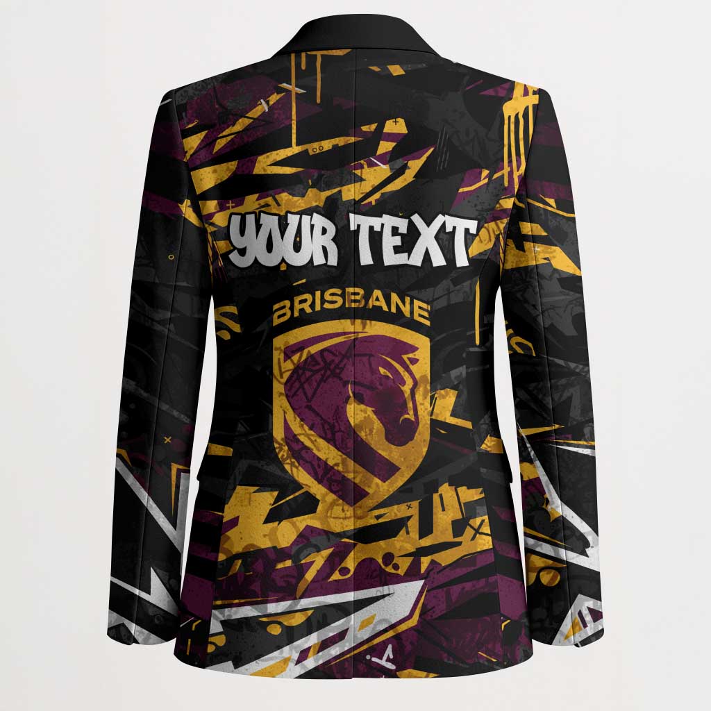 Personalized Brisbane Broncos Blazer Graffiti Grunge Abstract Urban Street Style Design
