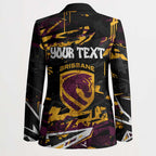 Personalized Brisbane Broncos Blazer Graffiti Grunge Abstract Urban Street Style Design
