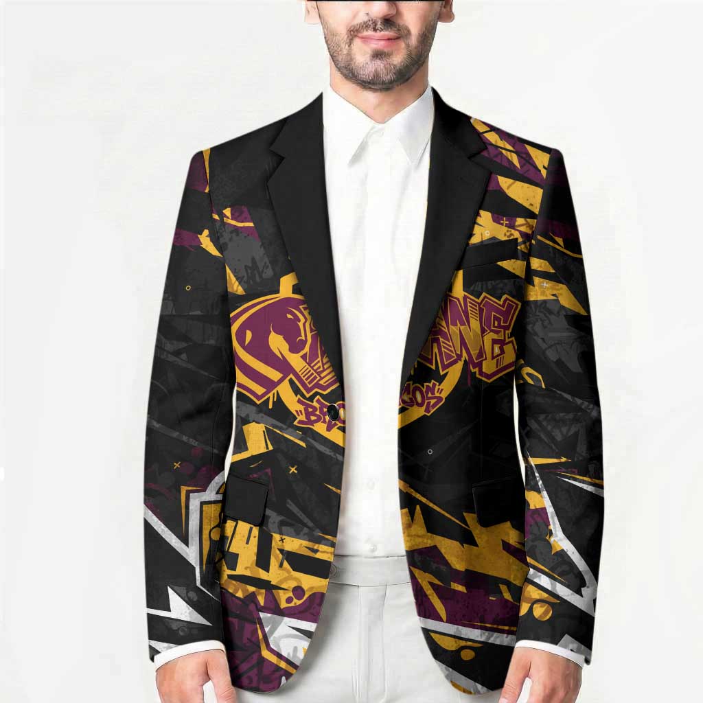 Personalized Brisbane Broncos Blazer Graffiti Grunge Abstract Urban Street Style Design