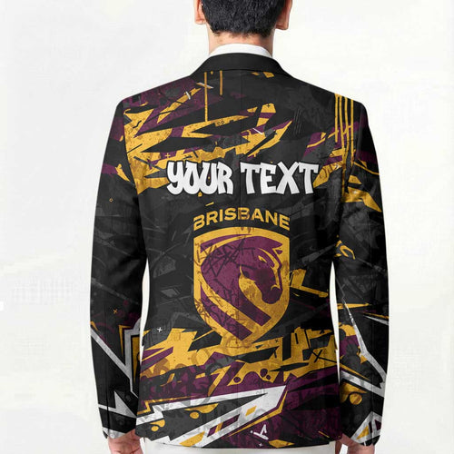 Personalized Brisbane Broncos Blazer Graffiti Grunge Abstract Urban Street Style Design