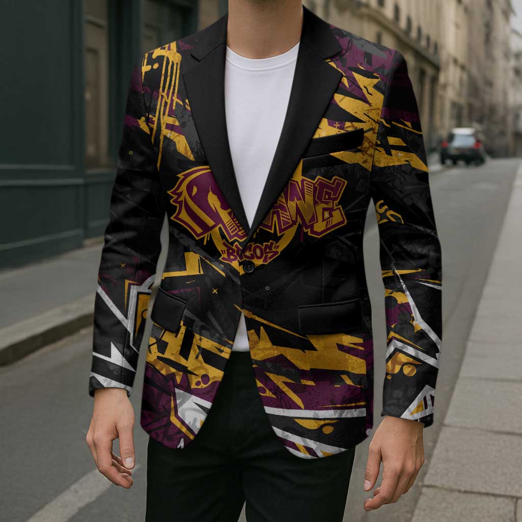 Personalized Brisbane Broncos Blazer Graffiti Grunge Abstract Urban Street Style Design