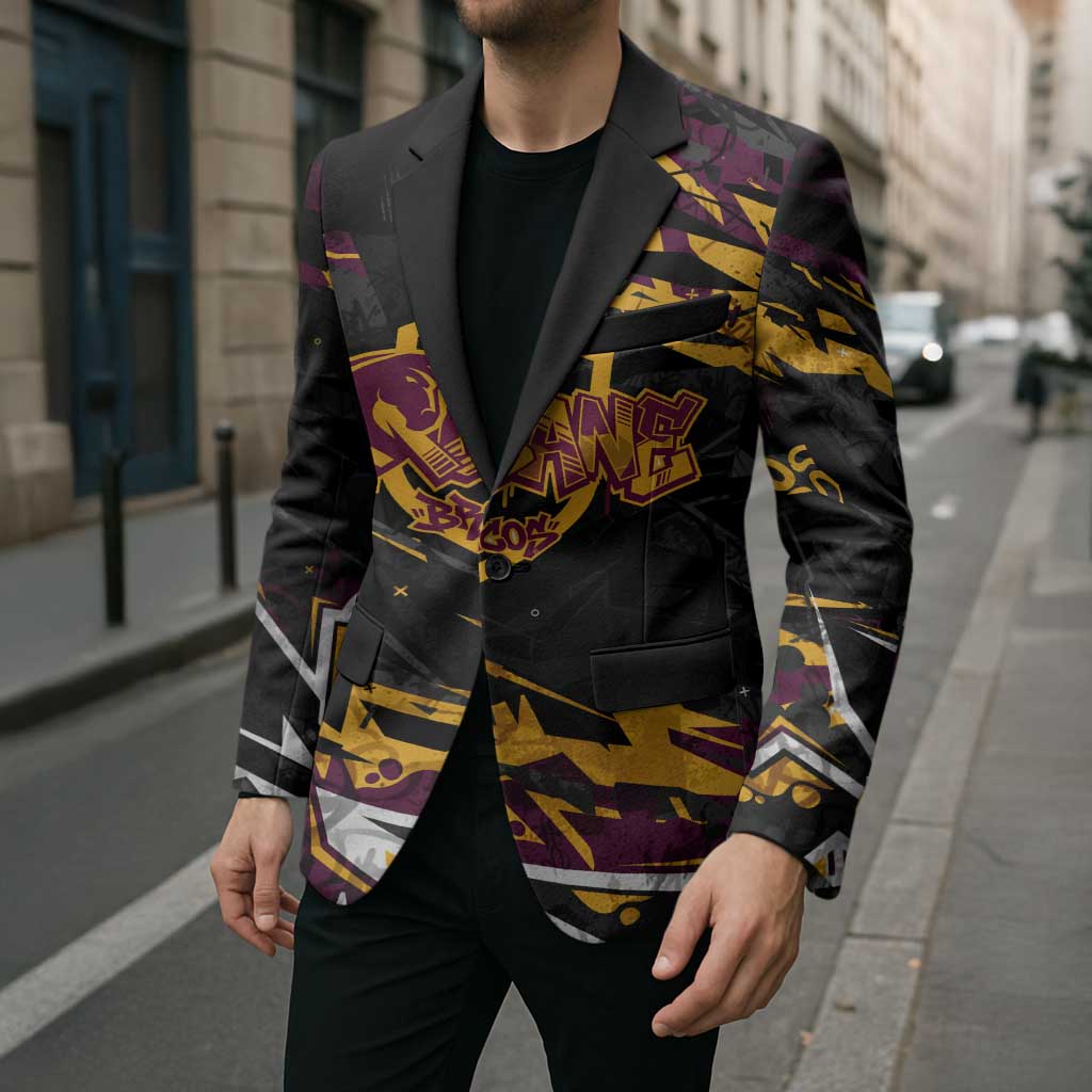 Personalized Brisbane Broncos Blazer Graffiti Grunge Abstract Urban Street Style Design