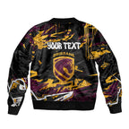 Personalized Brisbane Broncos Bomber Jacket Graffiti Grunge Abstract Urban Street Style Design