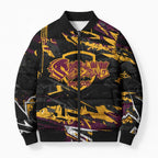 Personalized Brisbane Broncos Bomber Puffer Jacket Graffiti Grunge Abstract Urban Street Style Design